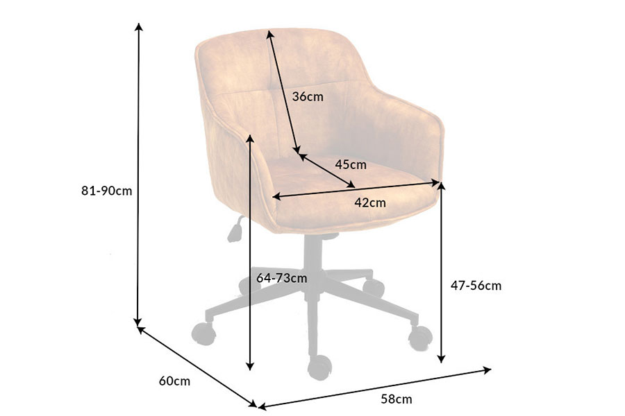 chaise de bureau velours jaune avec accoudoirs